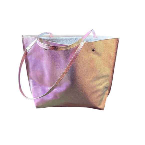 Brand New Reusable Iridescent Holographic PU Shopper Tote Bag with Dual Handles - Picture 1 of 3